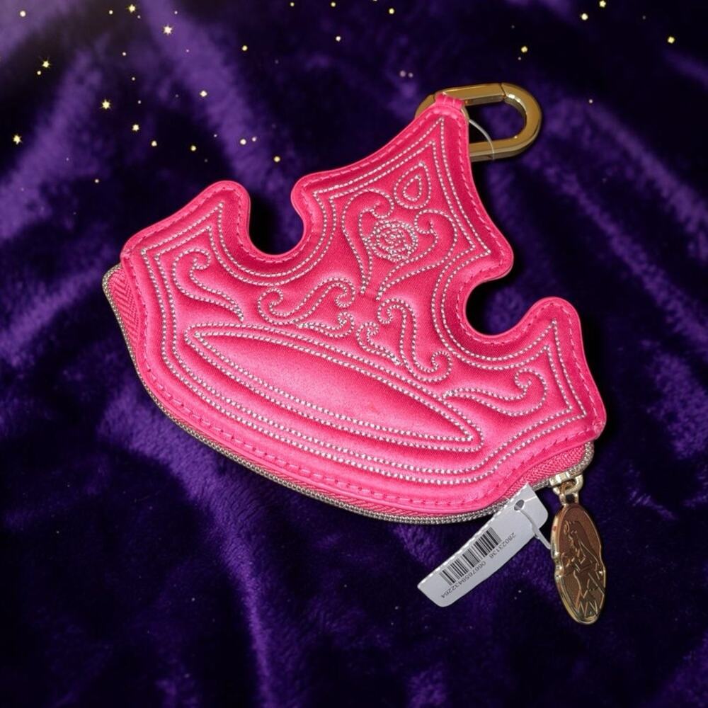 Bath & Body Works Disney Princess Aurora Pink Crown Zipper Coin Purse Bag Charm